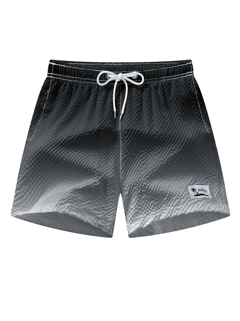 Pantaloncini da Spiaggia in Seersucker per Uomo con Fodera in Rete, Shorts Estivi Casual con Tasche, Costume da Bagno ad Asciugatura Rapida