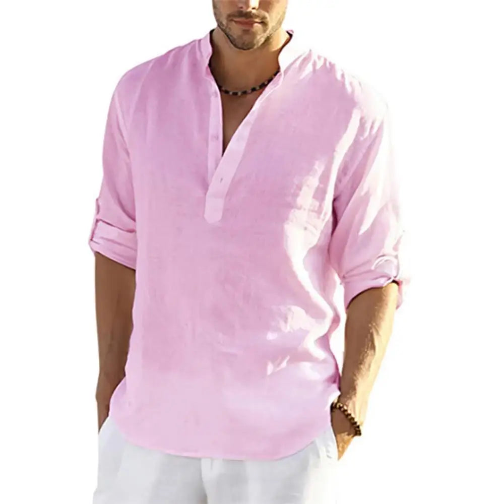 Camicetta casual da uomo nuova Camicia di lino in cotone Magliette larghe Maglietta a maniche lunghe Primavera Autunno Casual Camicie da uomo belle