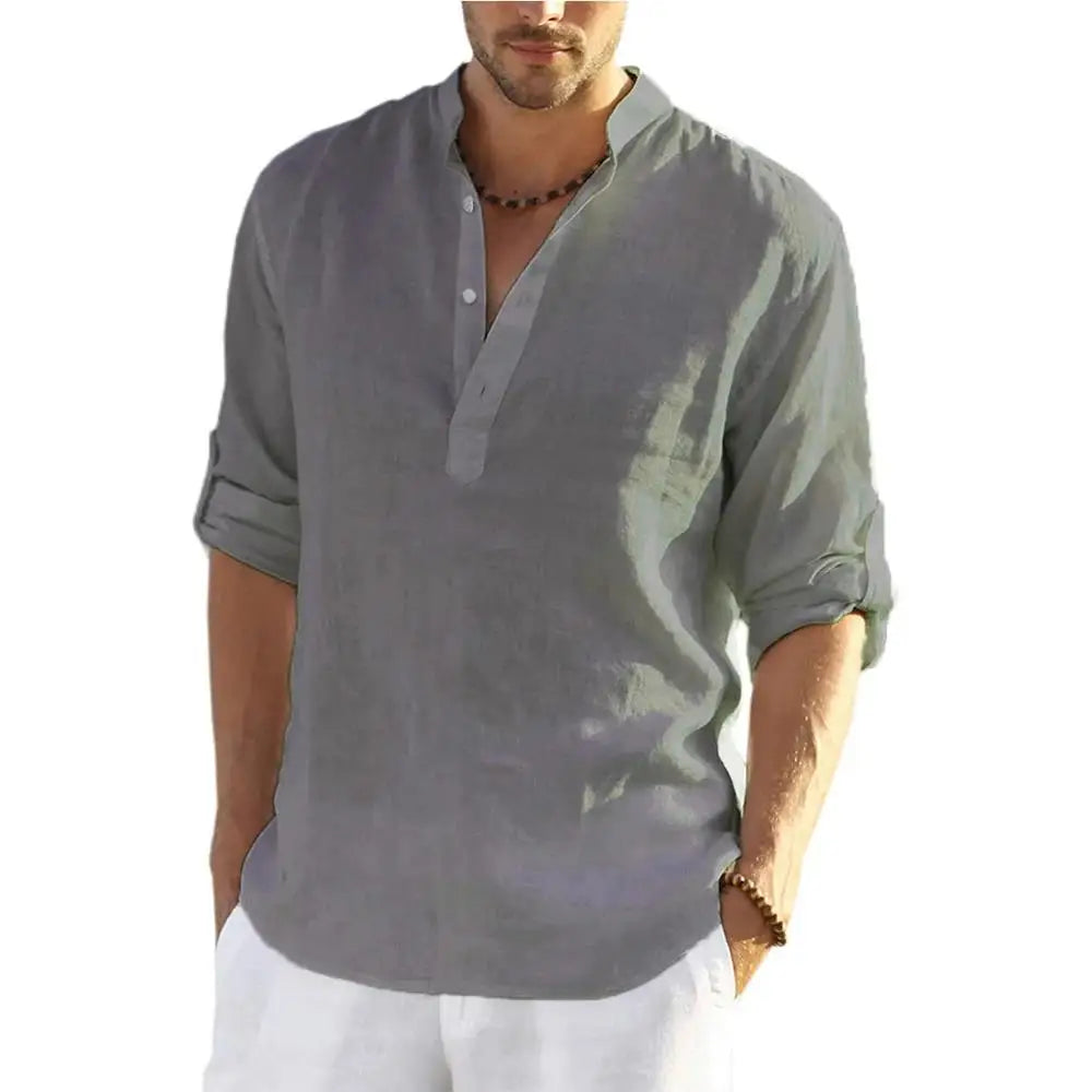 Camicetta casual da uomo nuova Camicia di lino in cotone Magliette larghe Maglietta a maniche lunghe Primavera Autunno Casual Camicie da uomo belle