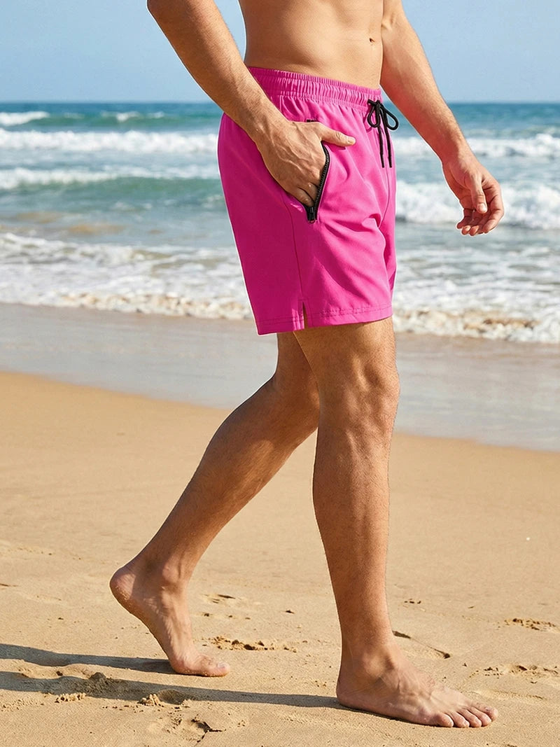Pantaloncini da spiaggia da uomo con fodera in rete Pantaloncini da surf casual estivi con tasche laterali con cerniera Costume da bagno Costume da bagno Costumi da bagno