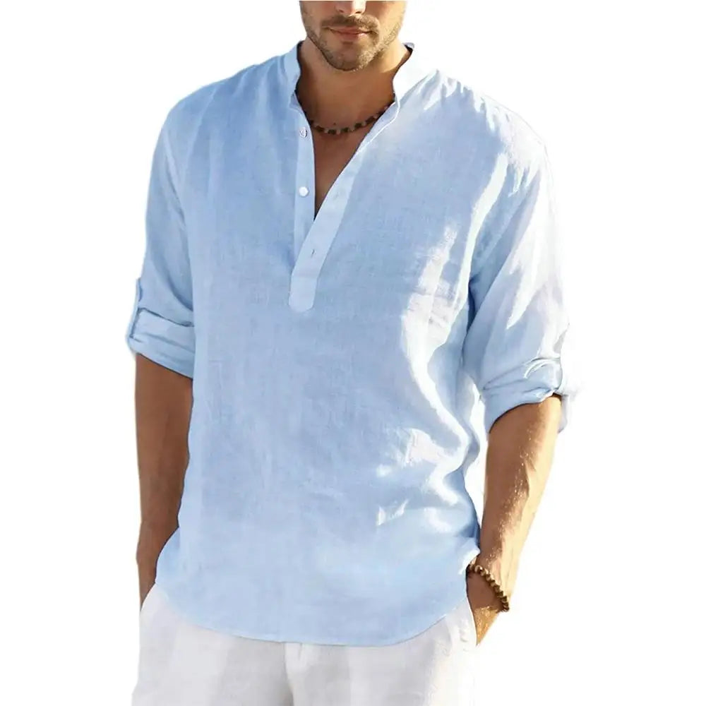 Camicetta casual da uomo nuova Camicia di lino in cotone Magliette larghe Maglietta a maniche lunghe Primavera Autunno Casual Camicie da uomo belle