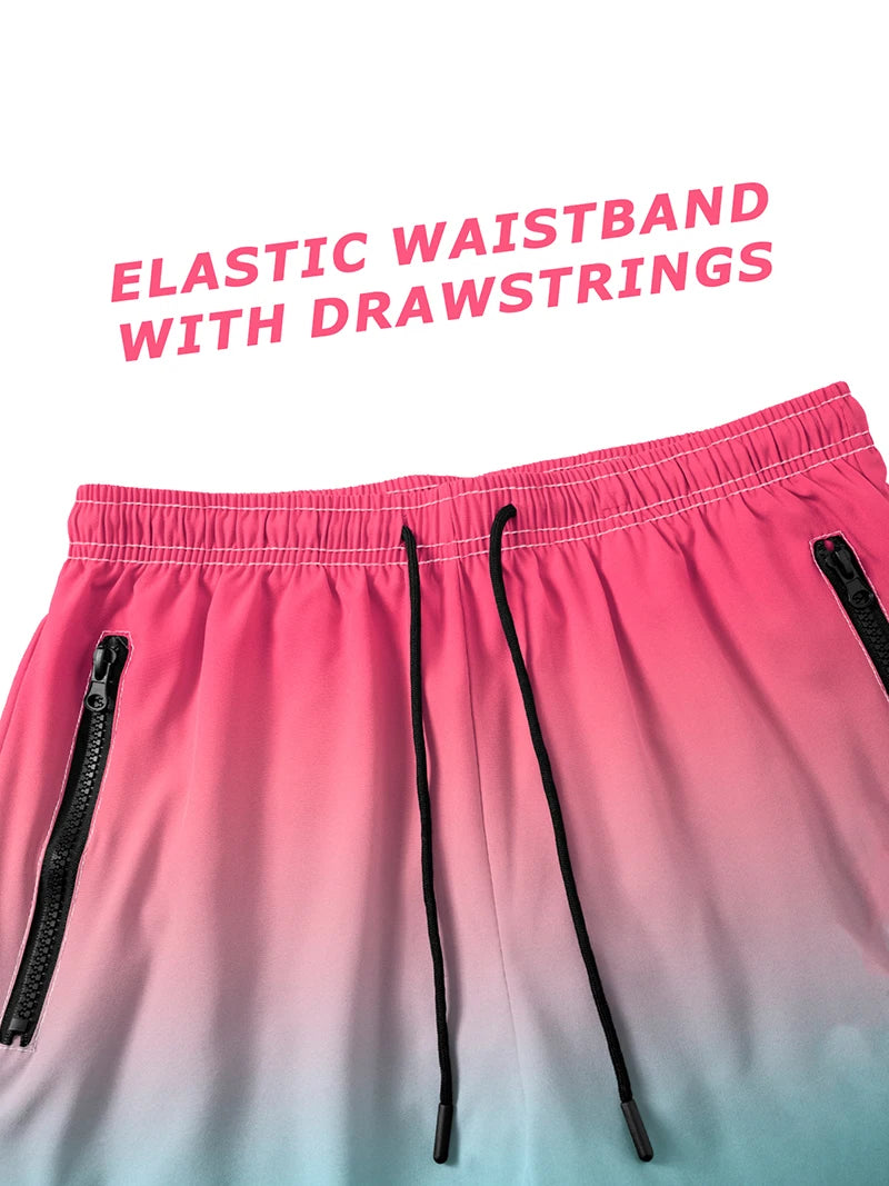 Pantaloncini da spiaggia da uomo con fodera in rete Pantaloncini da surf casual estivi con tasche laterali con cerniera Costume da bagno Costume da bagno Costumi da bagno