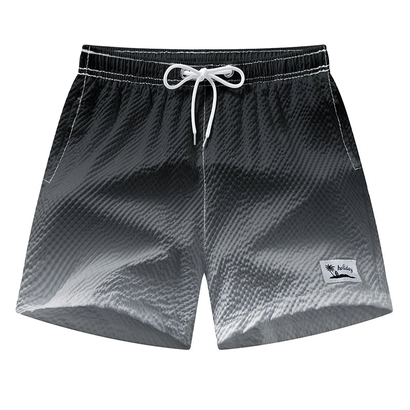 Pantaloncini da Spiaggia in Seersucker per Uomo con Fodera in Rete, Shorts Estivi Casual con Tasche, Costume da Bagno ad Asciugatura Rapida