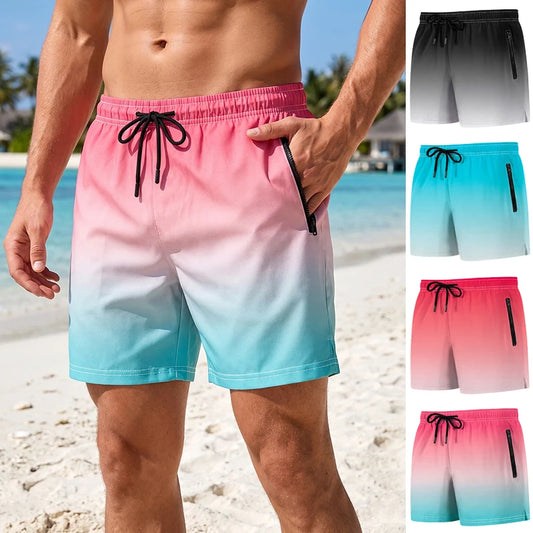 Pantaloncini da spiaggia da uomo con fodera in rete Pantaloncini da surf casual estivi con tasche laterali con cerniera Costume da bagno Costume da bagno Costumi da bagno