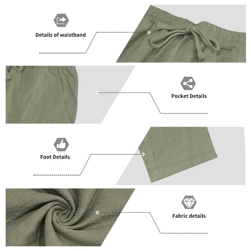 Completo Uomo in Lino econ Cappuccio – Camicia Manica Lunga e Pantaloni Casual per Primavera e Autunno